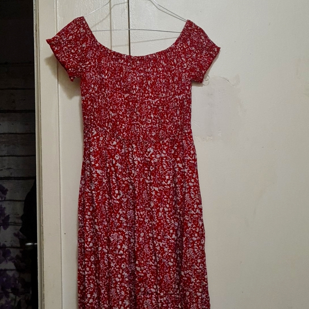 Shein size large off the shoulder red maxi dress